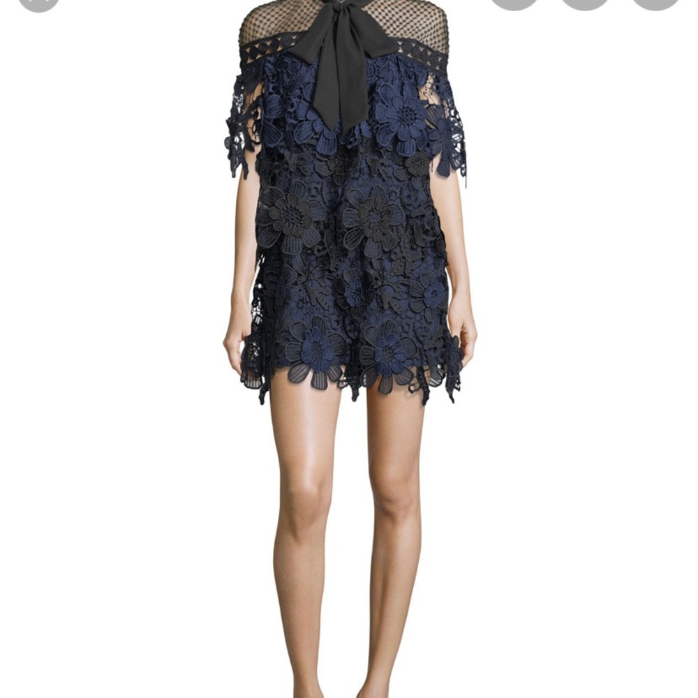 Self Portrait 3D Floral Tiered Mini Dress